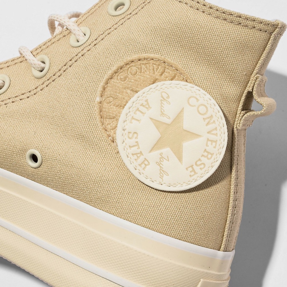 Converse Chuck Taylor All Star Lift Oat Milk High Top Platform Shoes - Picture 2 of 3